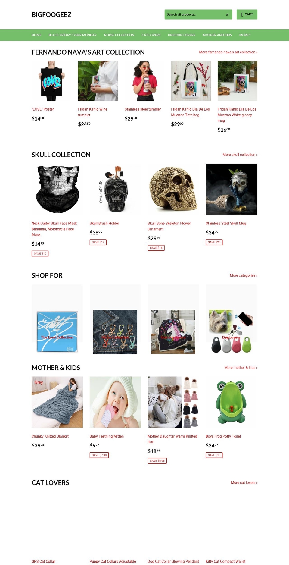 bigfoogeez.com shopify website screenshot