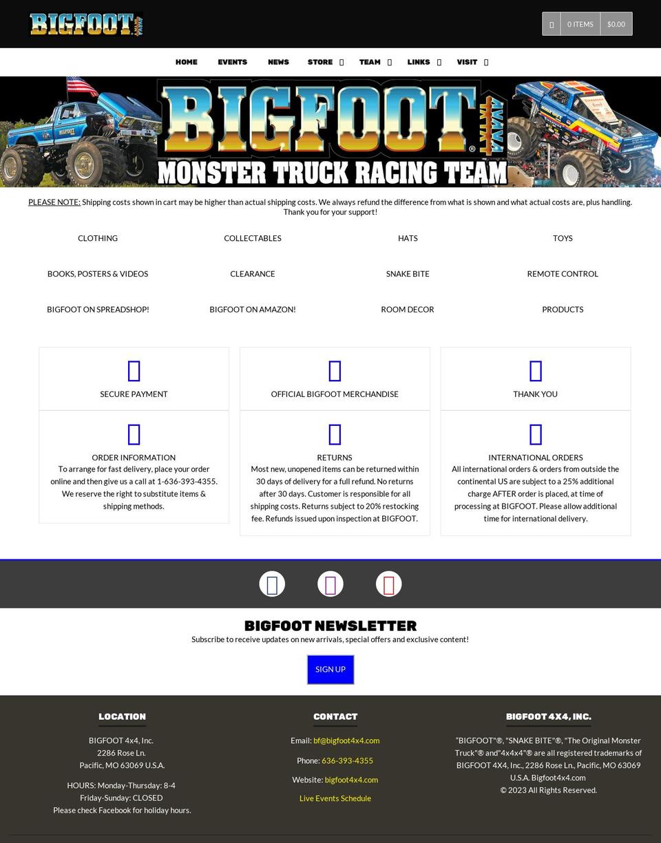 bigfoot-4x4.myshopify.com shopify website screenshot