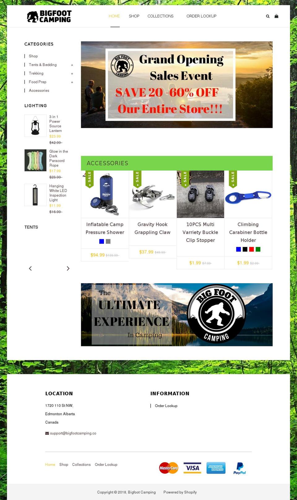 install Shopify theme site example bigfootcamping.com
