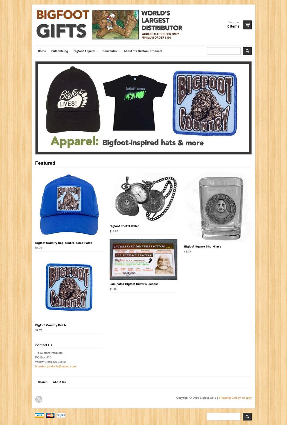 bigfootgifts.com — Shopify storefront screenshot