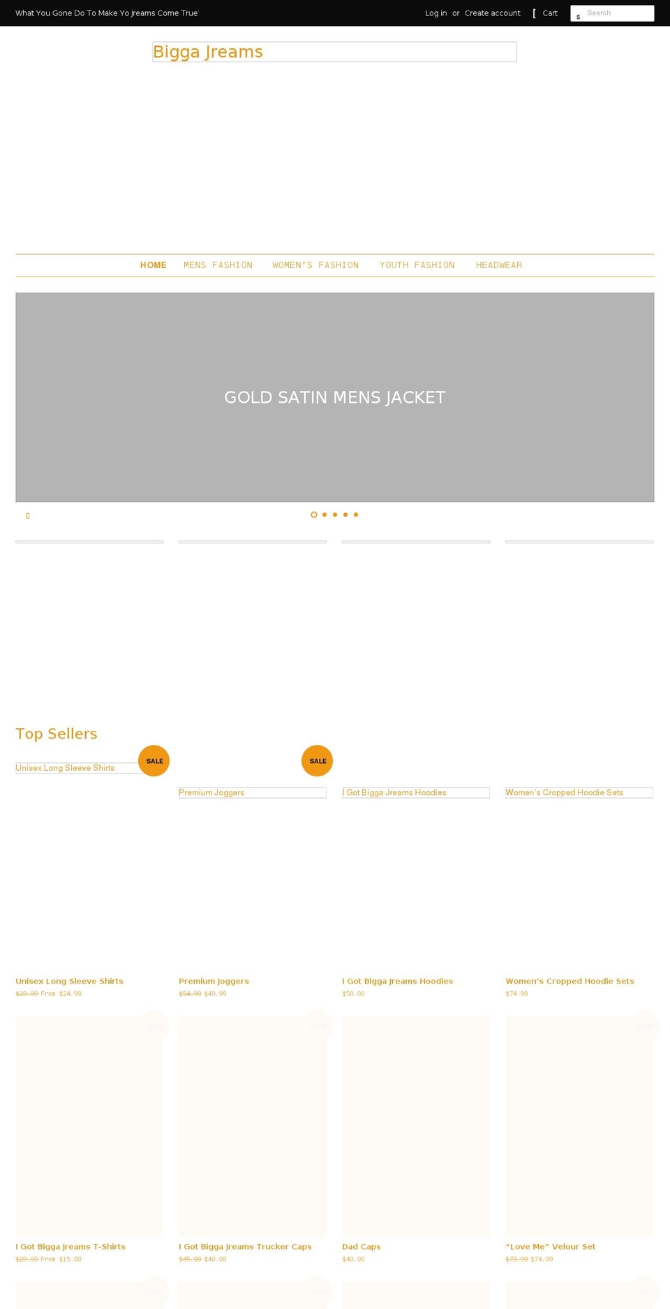 biggajreamsmerch.com shopify website screenshot