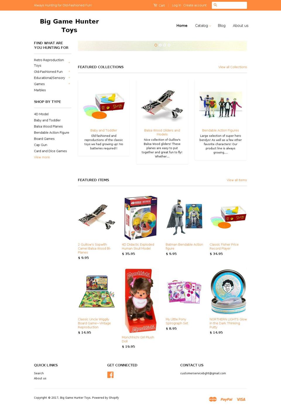 biggamehuntertoys.com shopify website screenshot