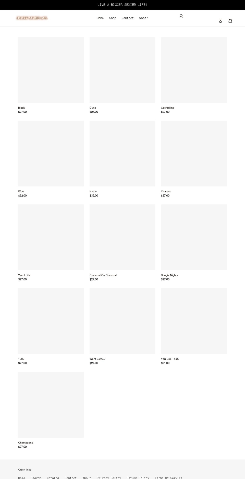 biggersexierlife.com shopify website screenshot