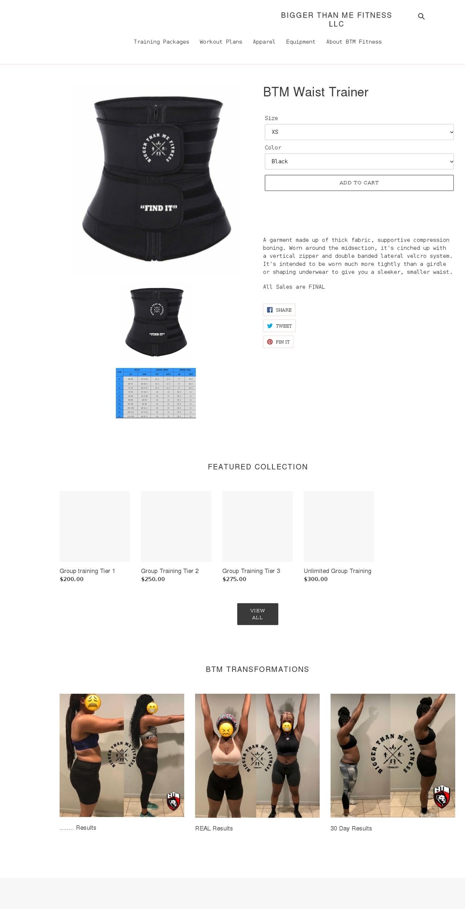 biggerthanmefitness.com shopify website screenshot