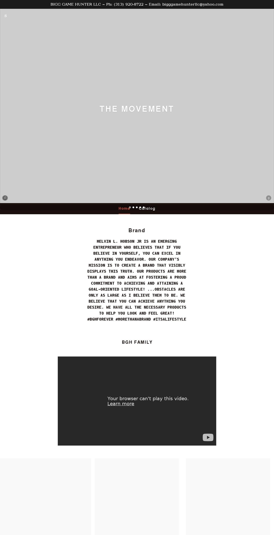 bigggamehunterllc.com shopify website screenshot