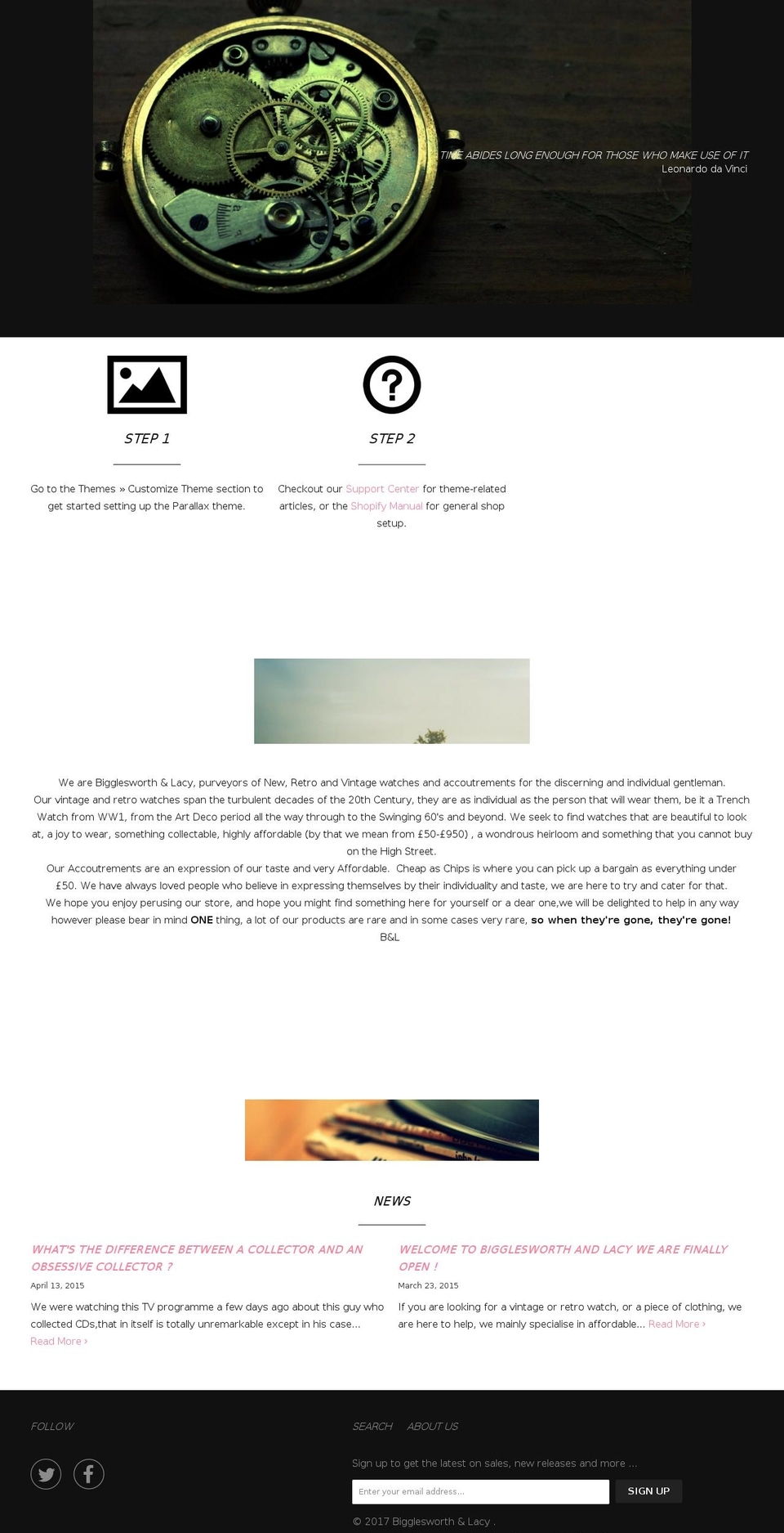 bigglesworthandlacy.com shopify website screenshot