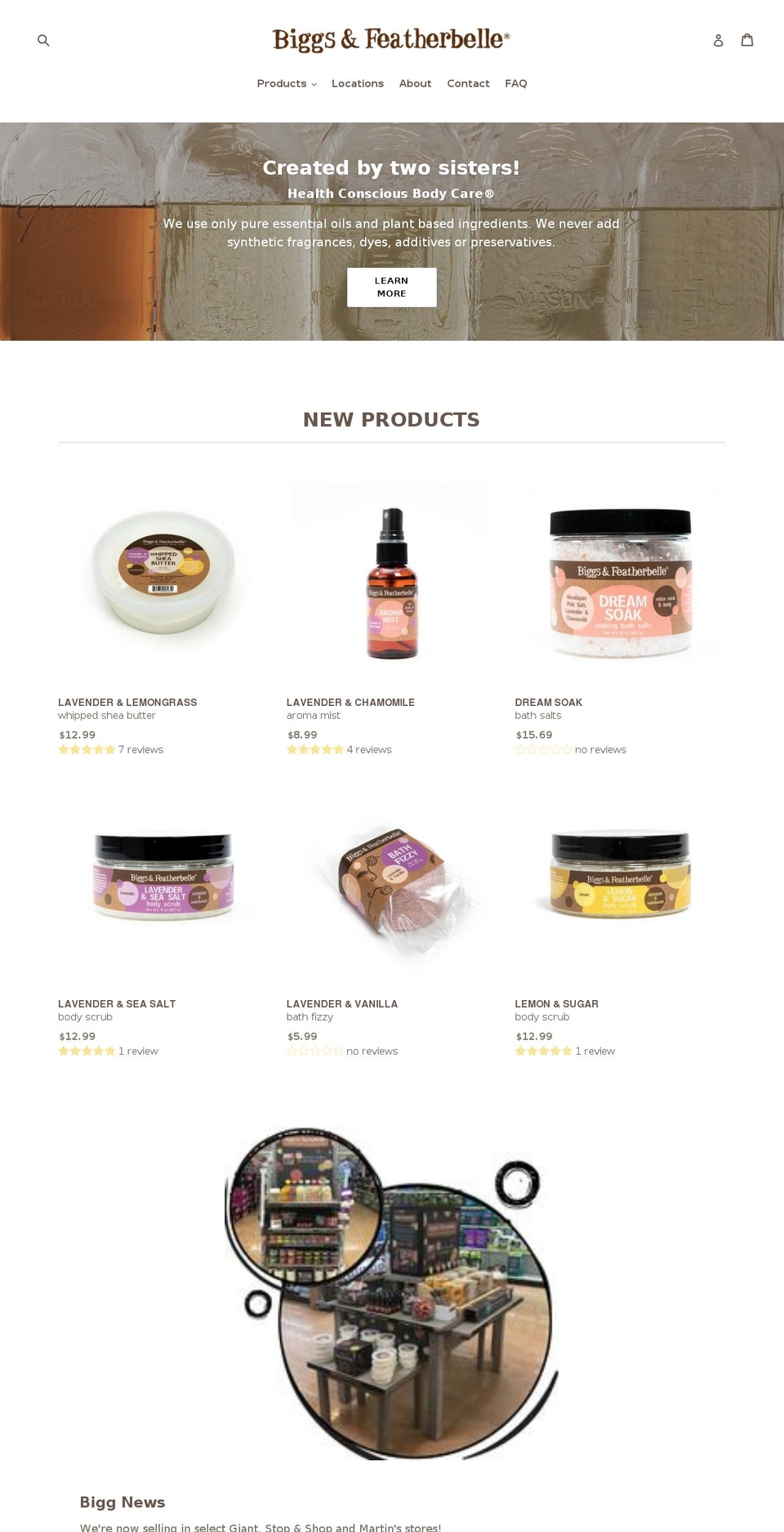 biggsandfeather.com shopify website screenshot