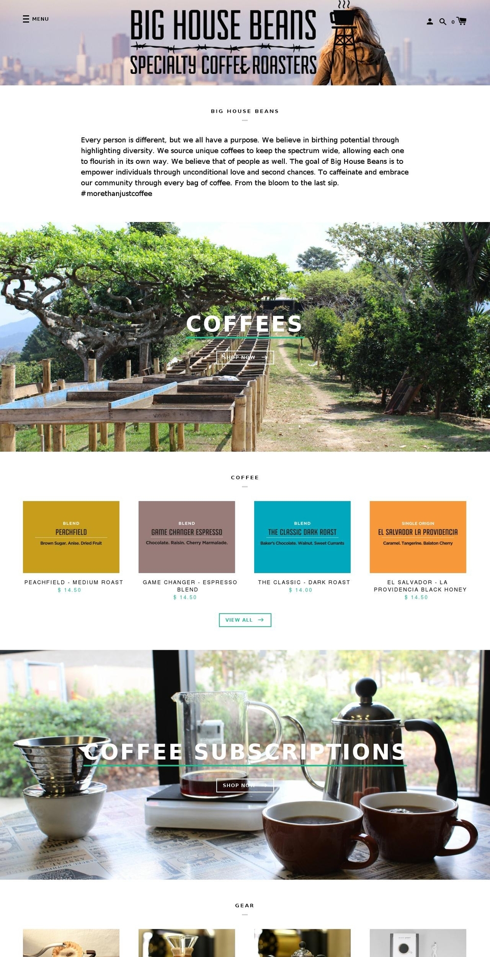 Label Shopify theme site example bighousebeans.com