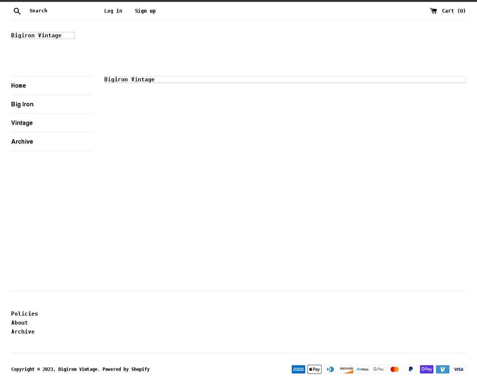 bigironvintage.com shopify website screenshot