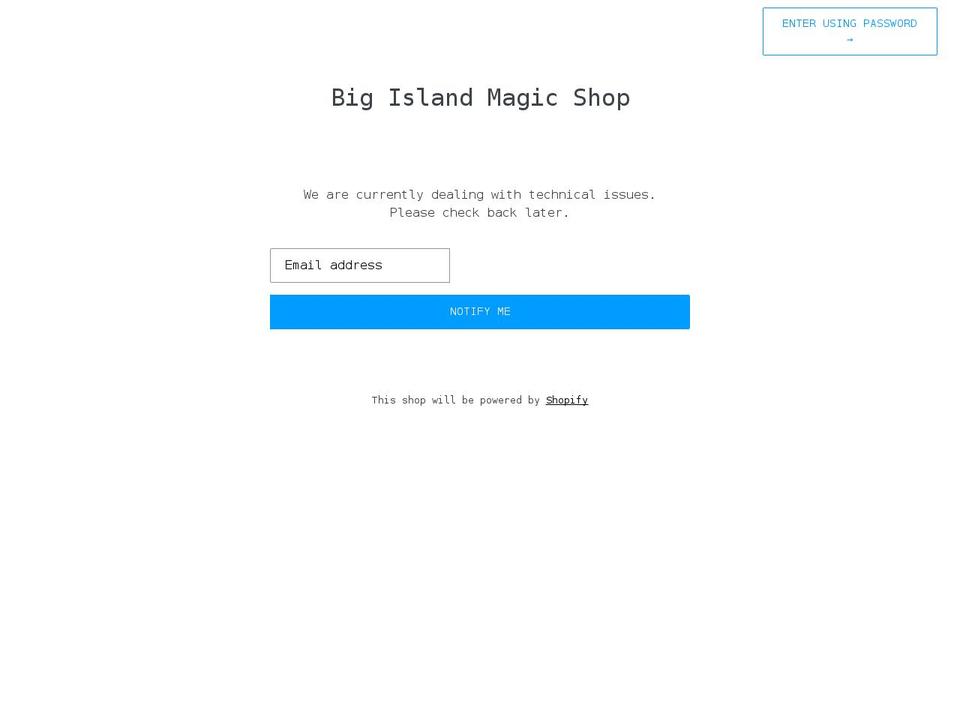 bigislandmagicshop.com shopify website screenshot