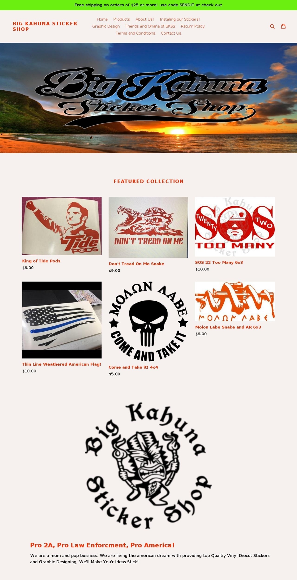 BKSS Shopify theme site example bigkahunastickershop.com