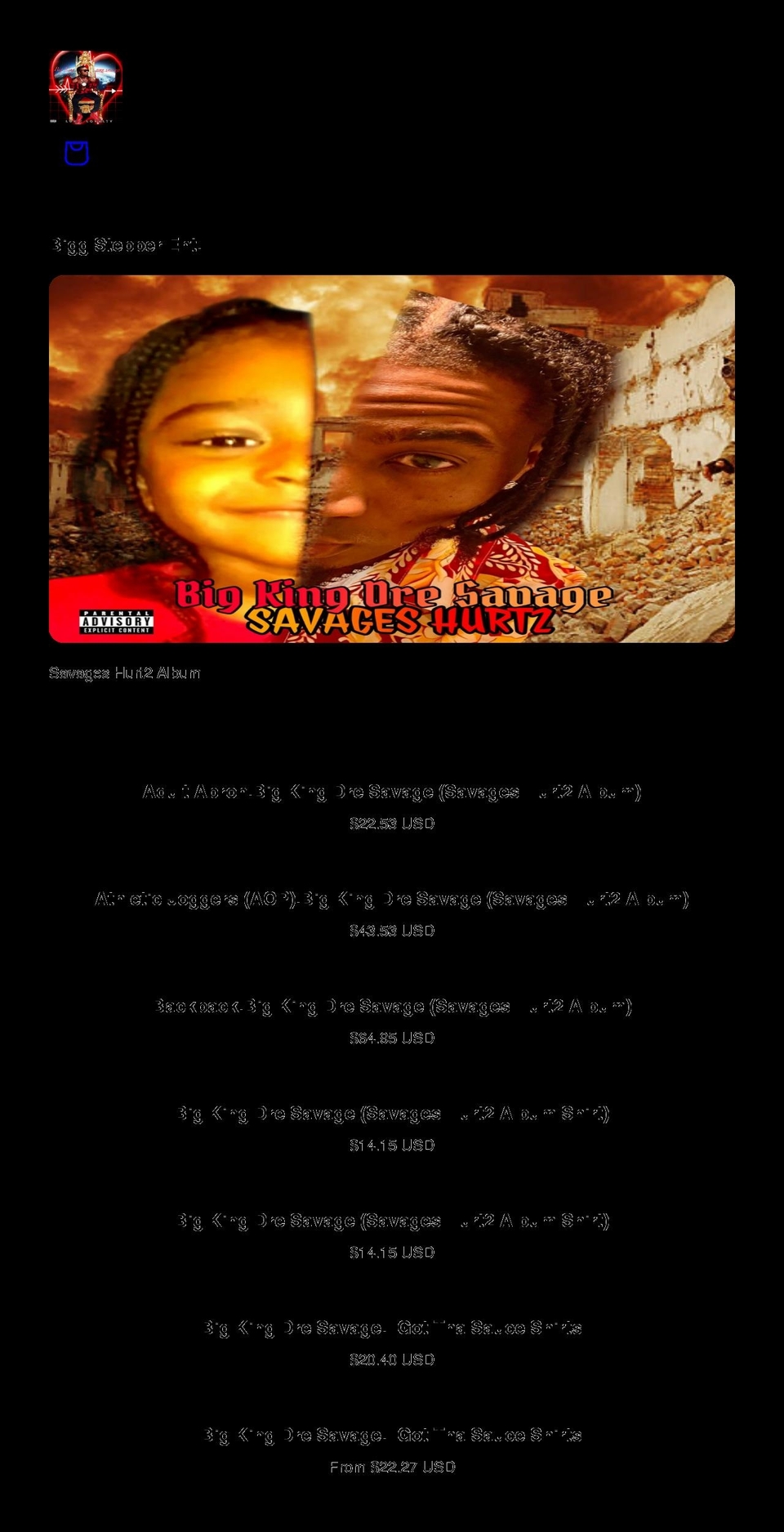bigkingdresavage.com shopify website screenshot