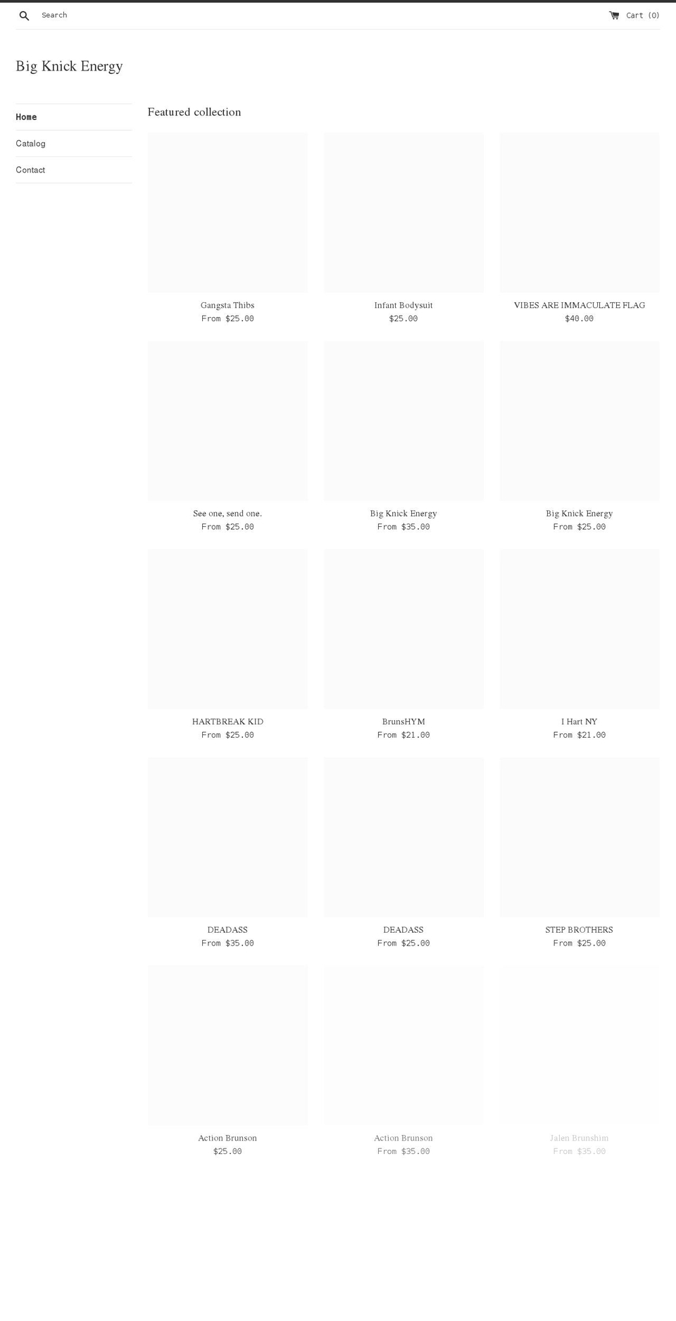 bigknickenergy.com shopify website screenshot