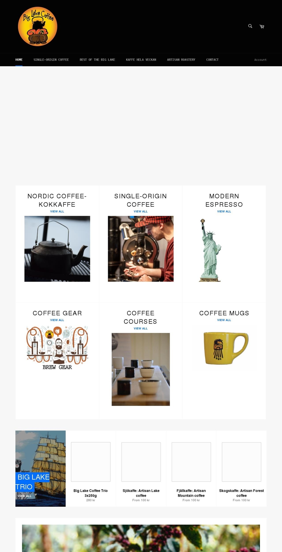 biglakecoffee.se shopify website screenshot