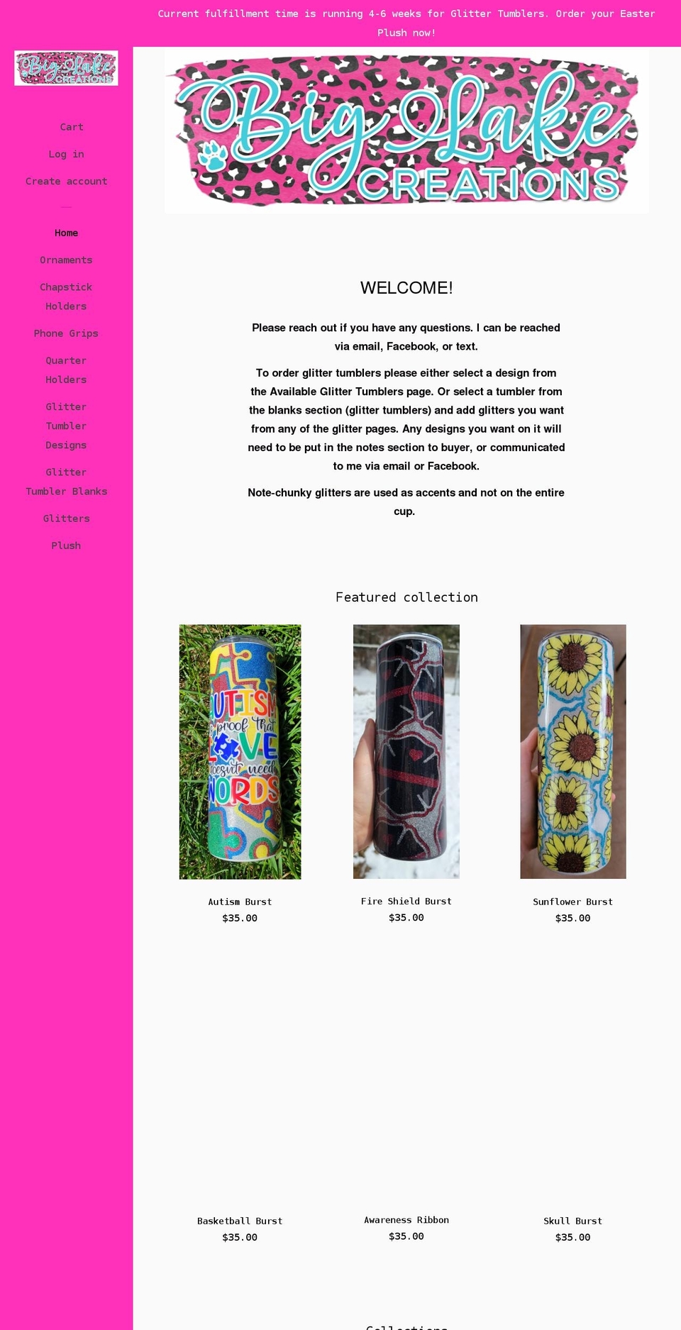 biglakecreations.com shopify website screenshot