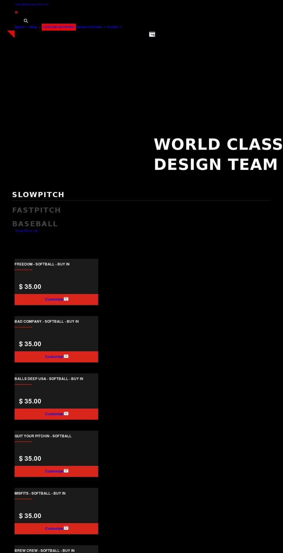 bigleaguebrand.com — Shopify storefront screenshot