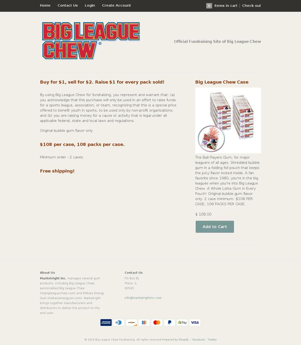 bigleaguechewfundraising.com — Shopify storefront screenshot