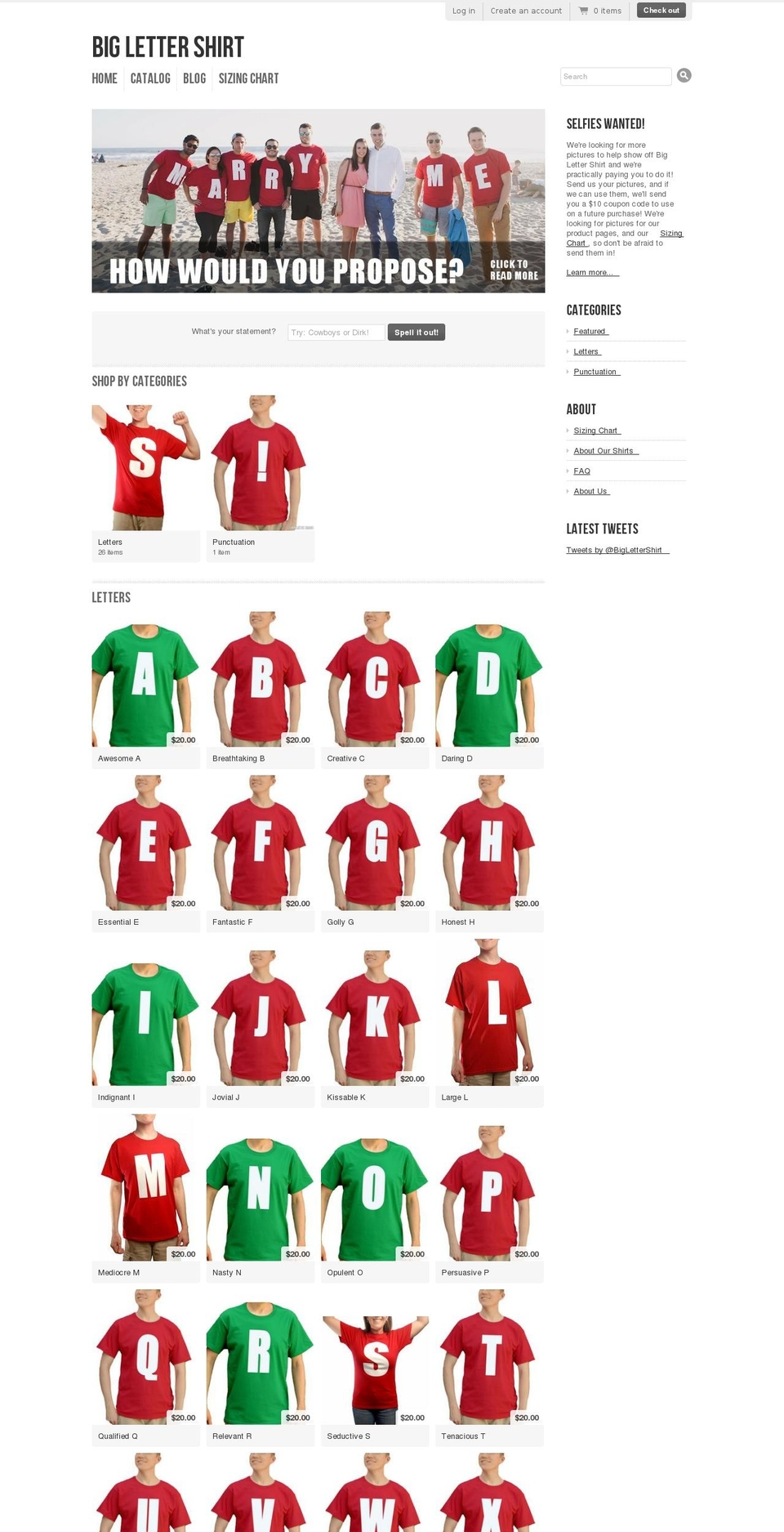 biglettershirts.com shopify website screenshot