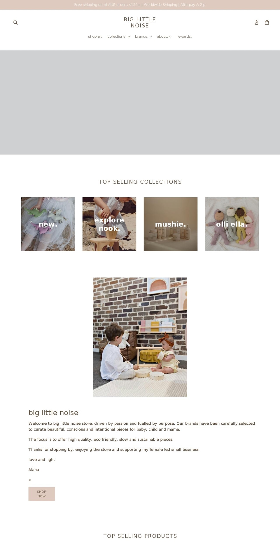 biglittlenoise.com — Shopify storefront screenshot