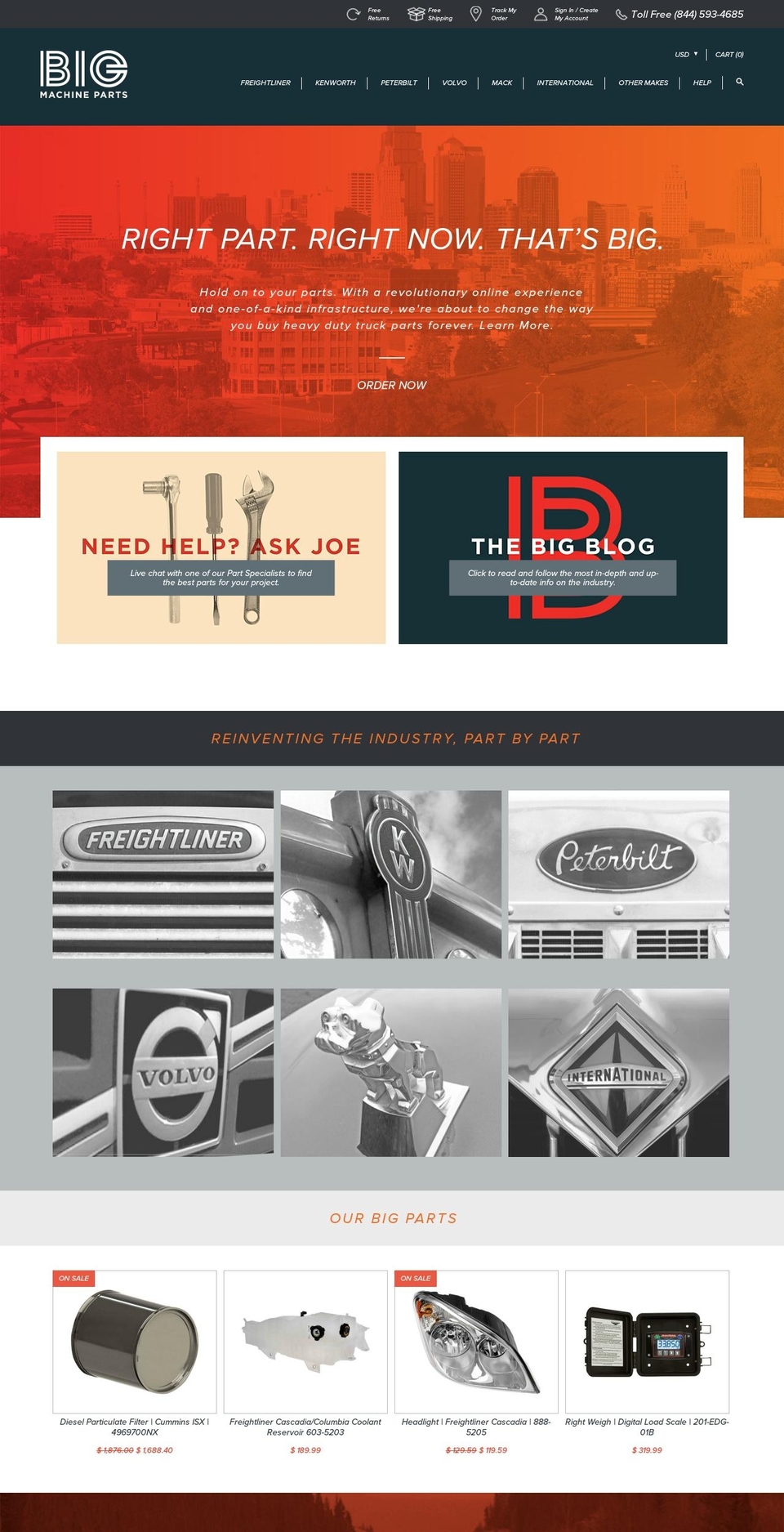 bigmachineparts.com shopify website screenshot