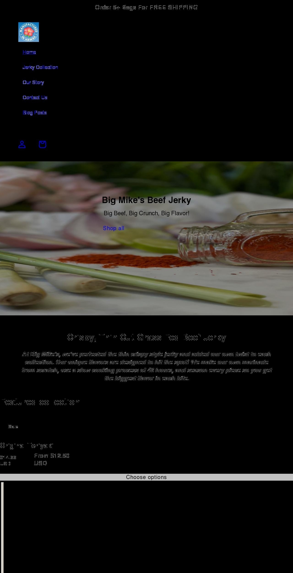 bigmikesbeefjerky.com shopify website screenshot