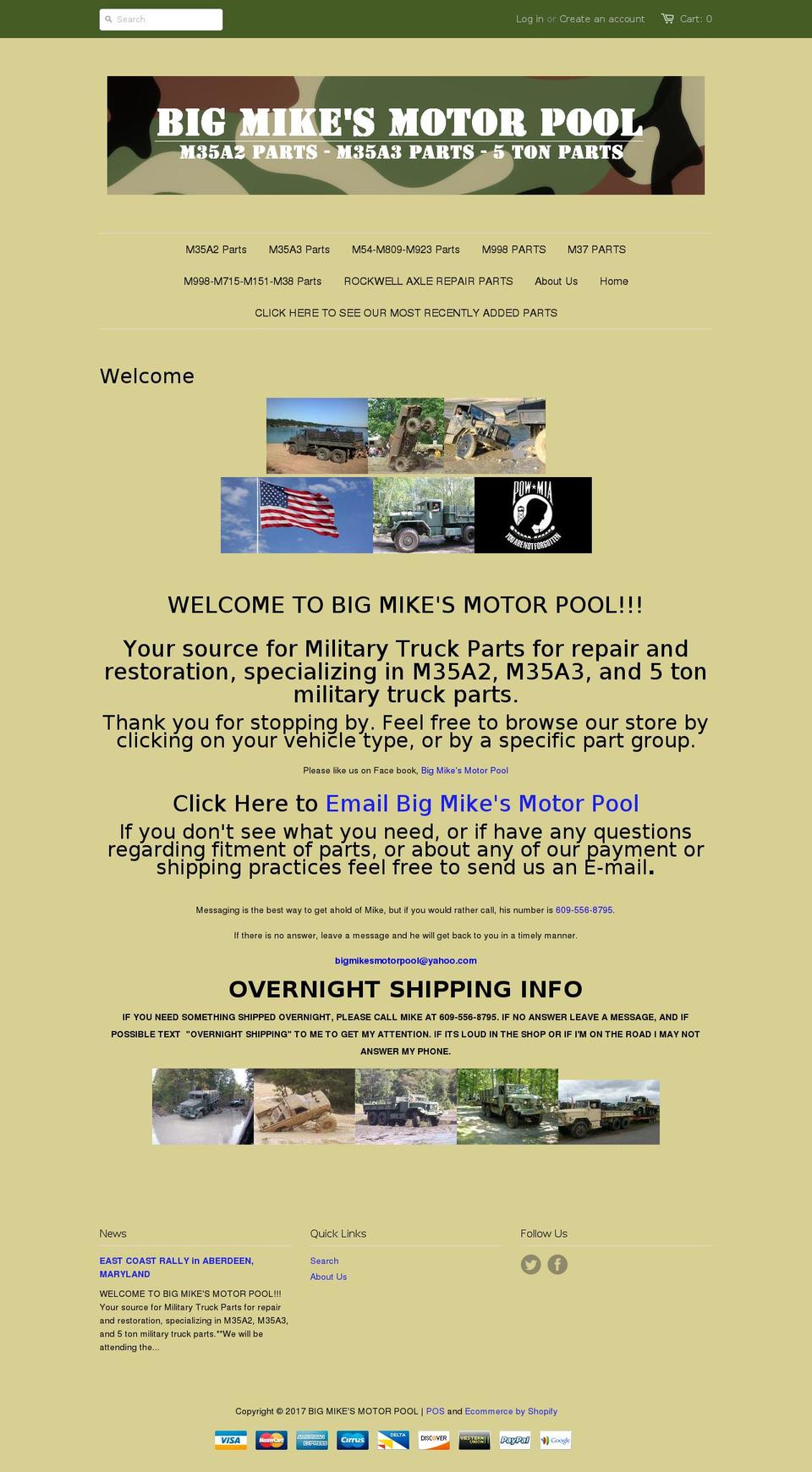 bigmikesmotorpool.com shopify website screenshot