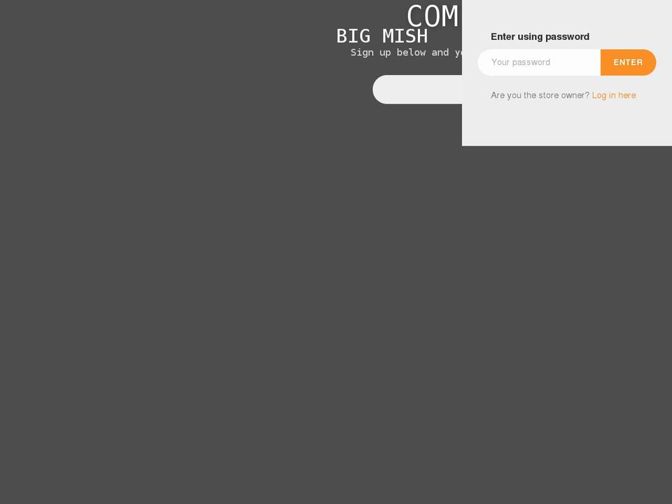 bigmish.myshopify.com shopify website screenshot