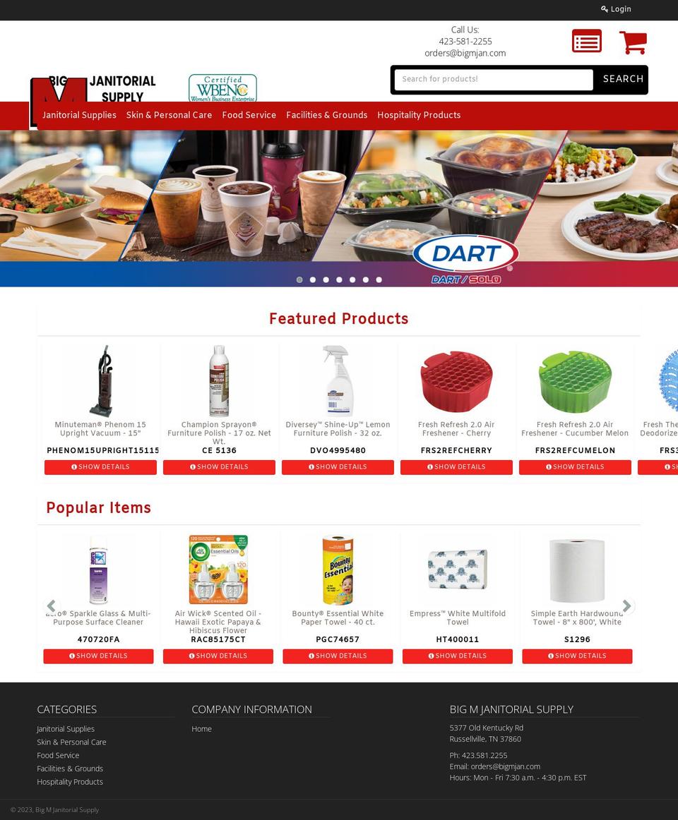 bigmjanitorialsupply.com — Shopify storefront screenshot