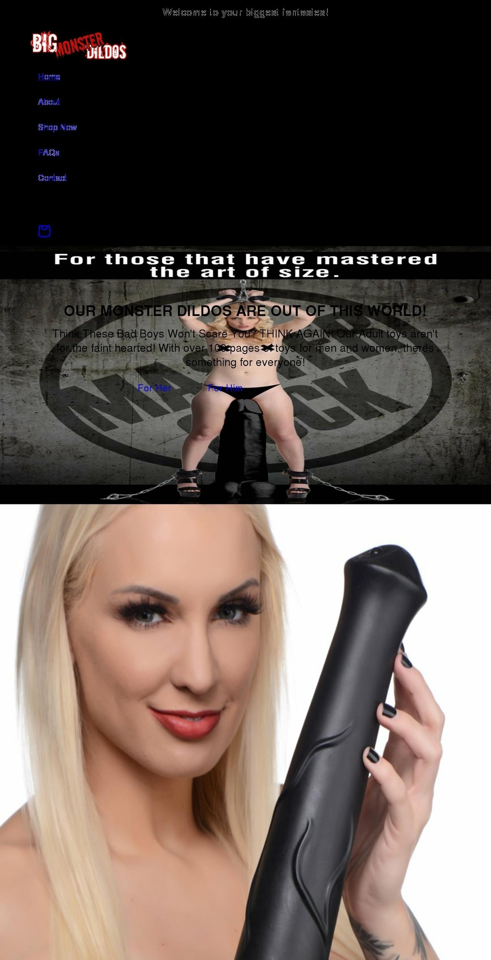 bigmonsterdildos.com shopify website screenshot