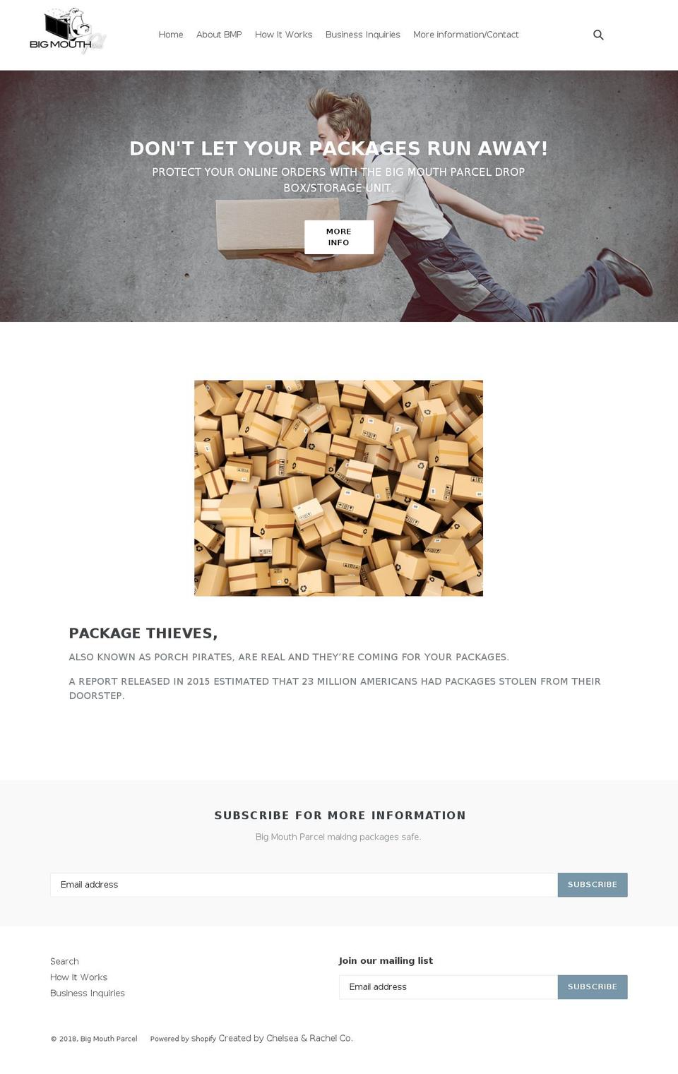 bigmouthparcel.com shopify website screenshot