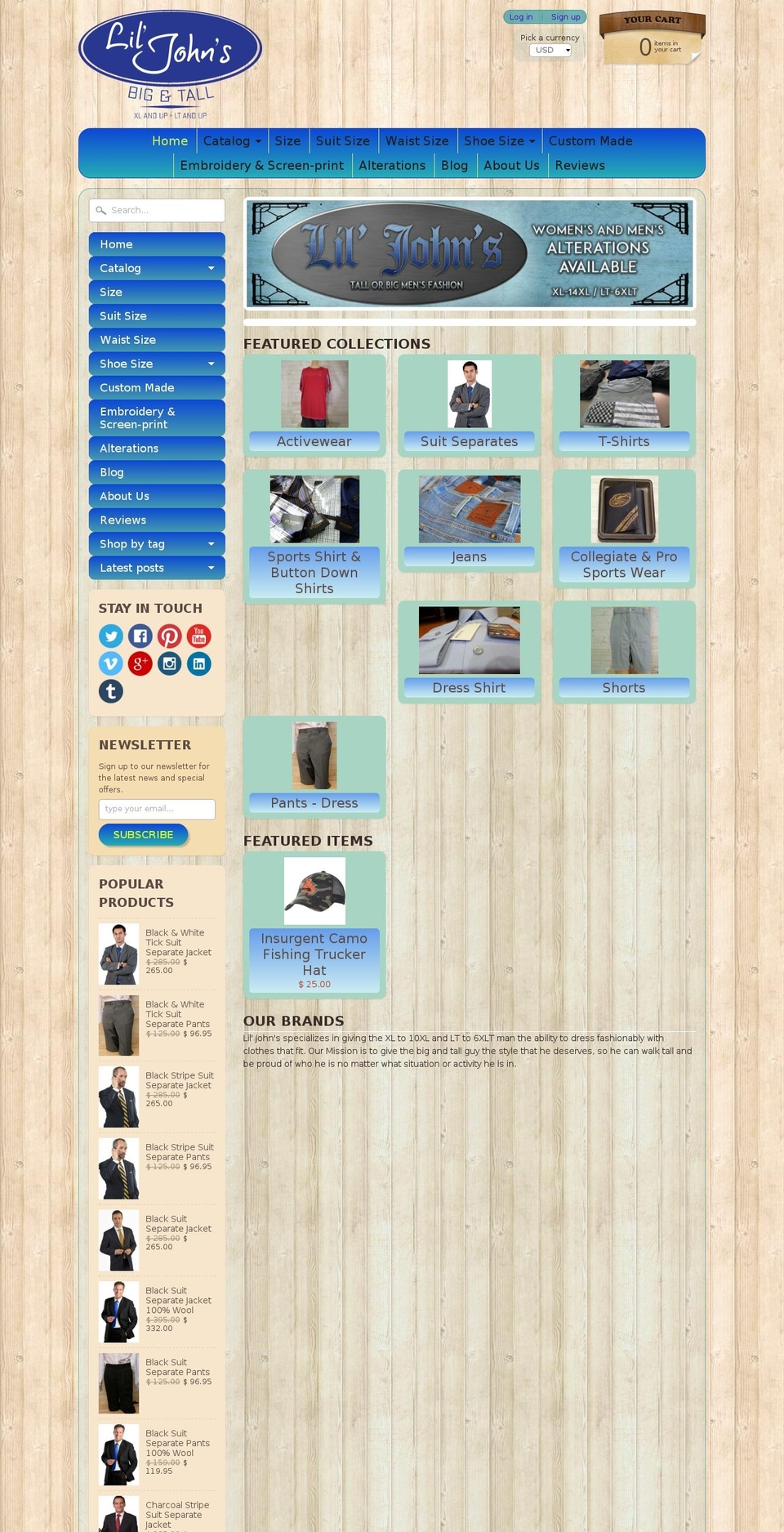bigortallmensclothing.com — Shopify storefront screenshot