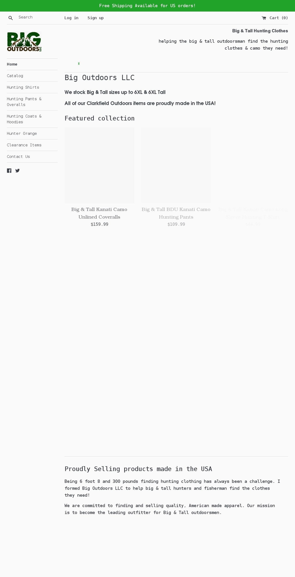 bigoutdoorsllc.com — Shopify storefront screenshot