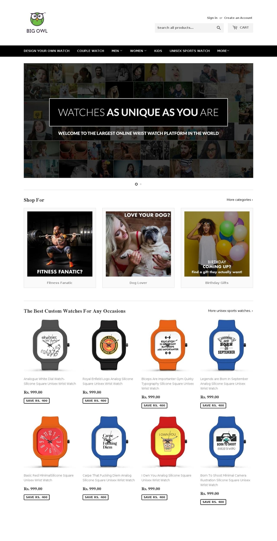 bigowlwatches.com — Shopify storefront screenshot