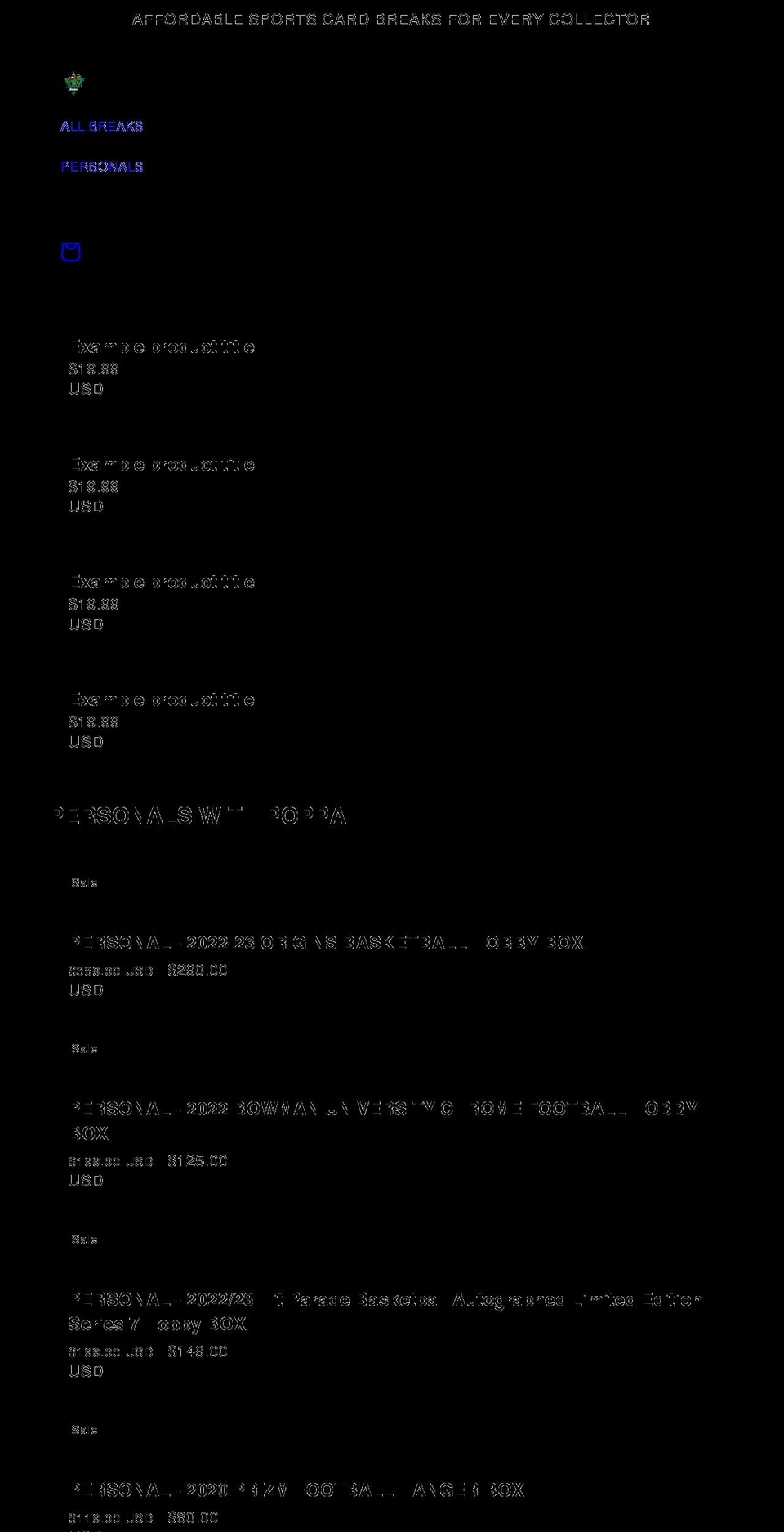 bigpoppabreaks.com shopify website screenshot