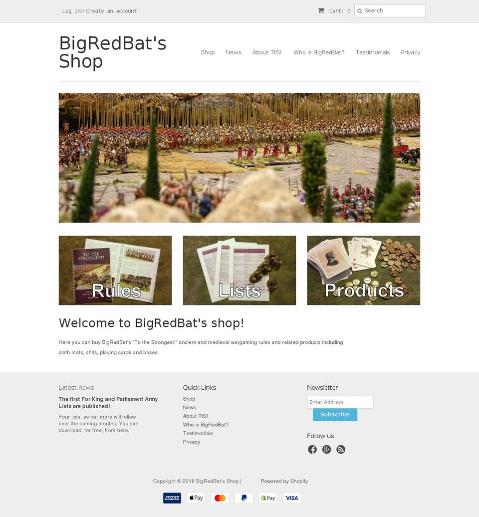 bigredbatshop.co.uk shopify website screenshot