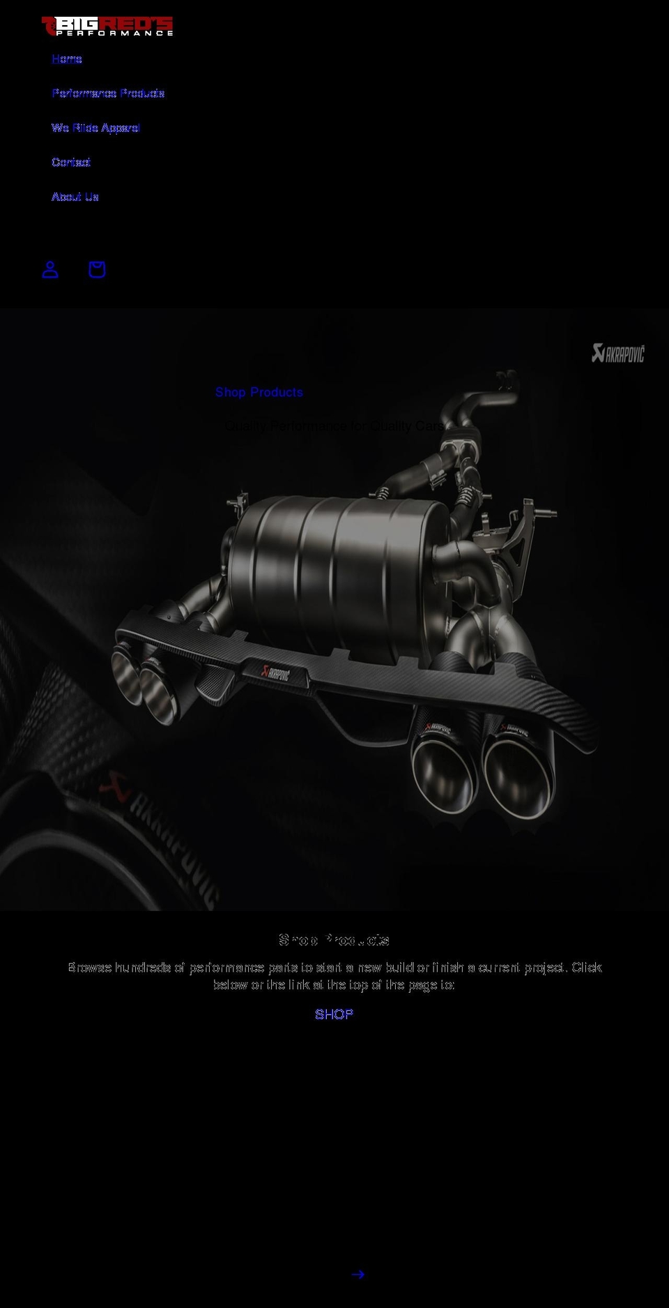 bigredsperformance.com shopify website screenshot