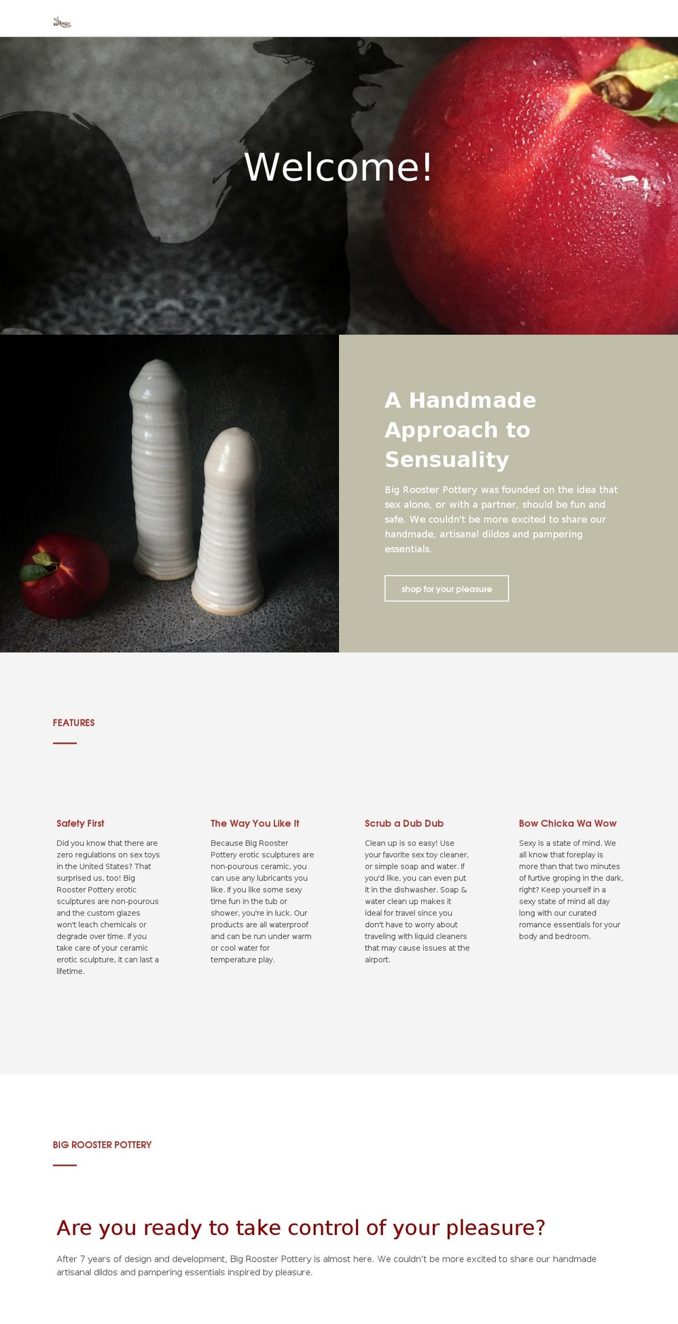 bigroosterpottery.com shopify website screenshot