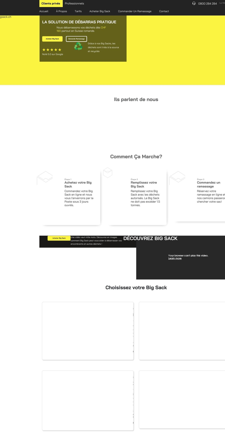 bigsack.ch shopify website screenshot