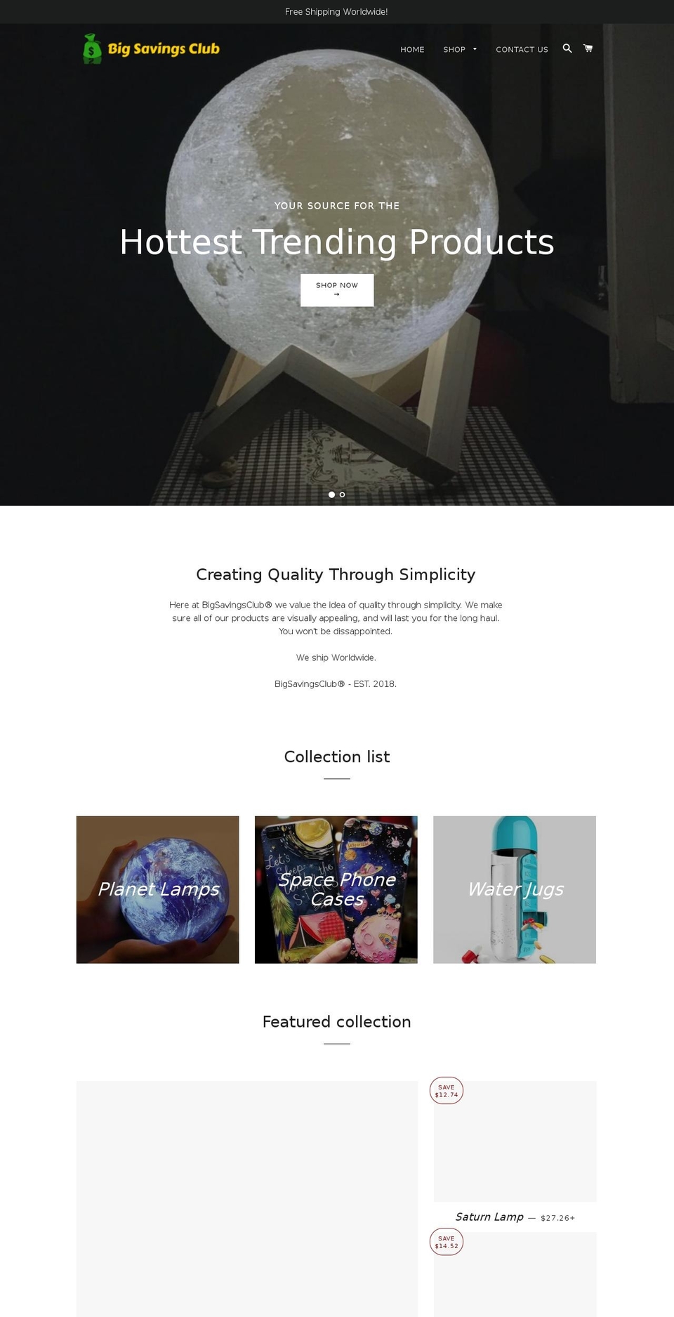 bigsavingclub.com — Shopify storefront screenshot