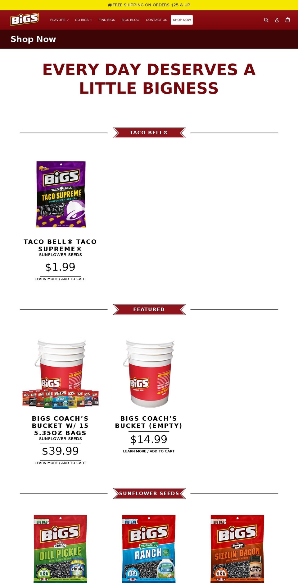 bigsbestsnacks.com — Shopify storefront screenshot