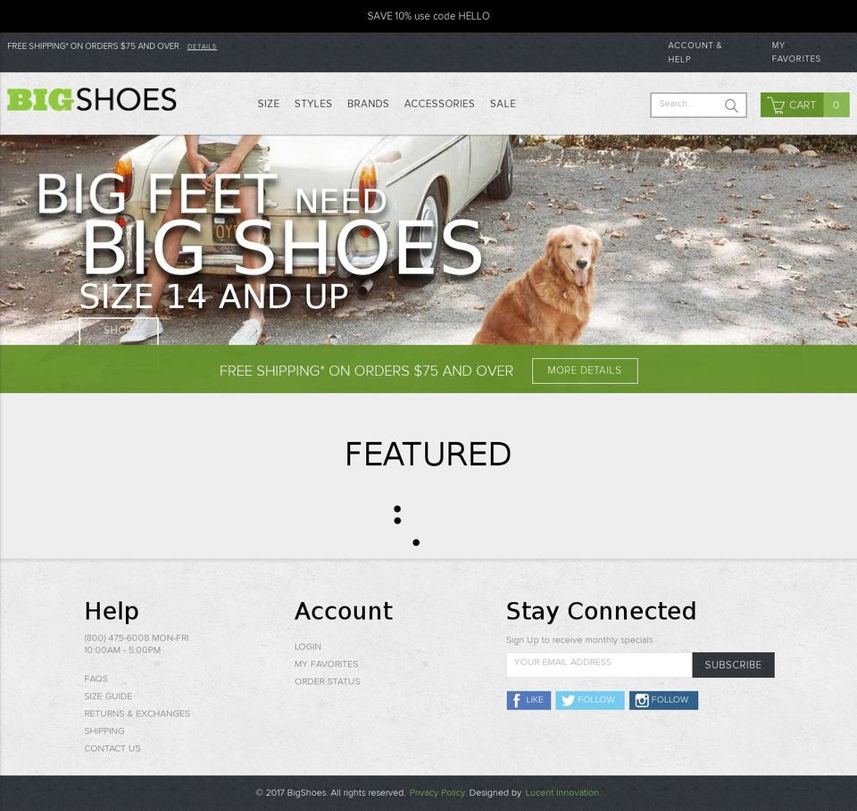 bigshoes.com shopify website screenshot