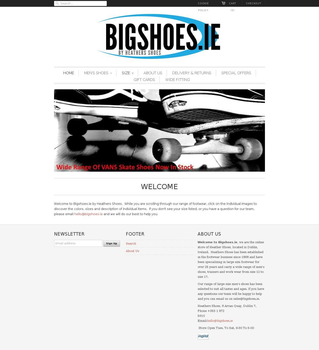 bigshoes.ie shopify website screenshot