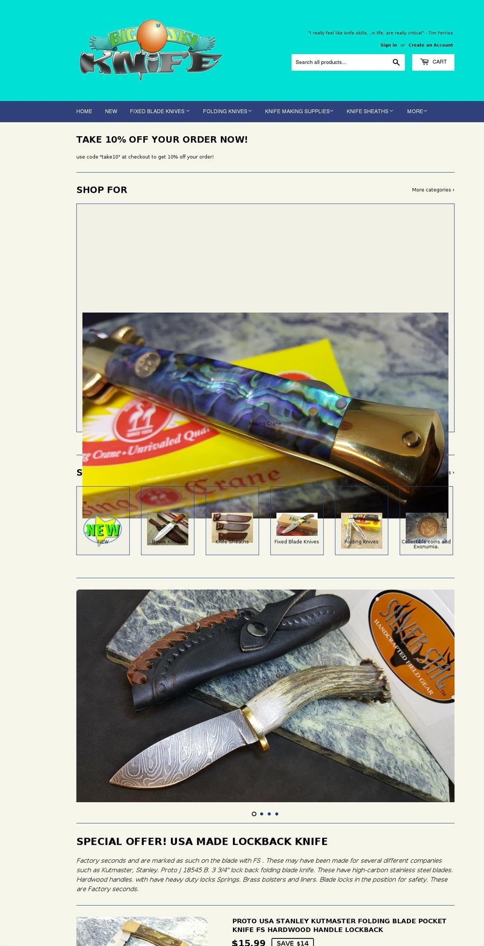 bigskyknifeshop.com shopify website screenshot