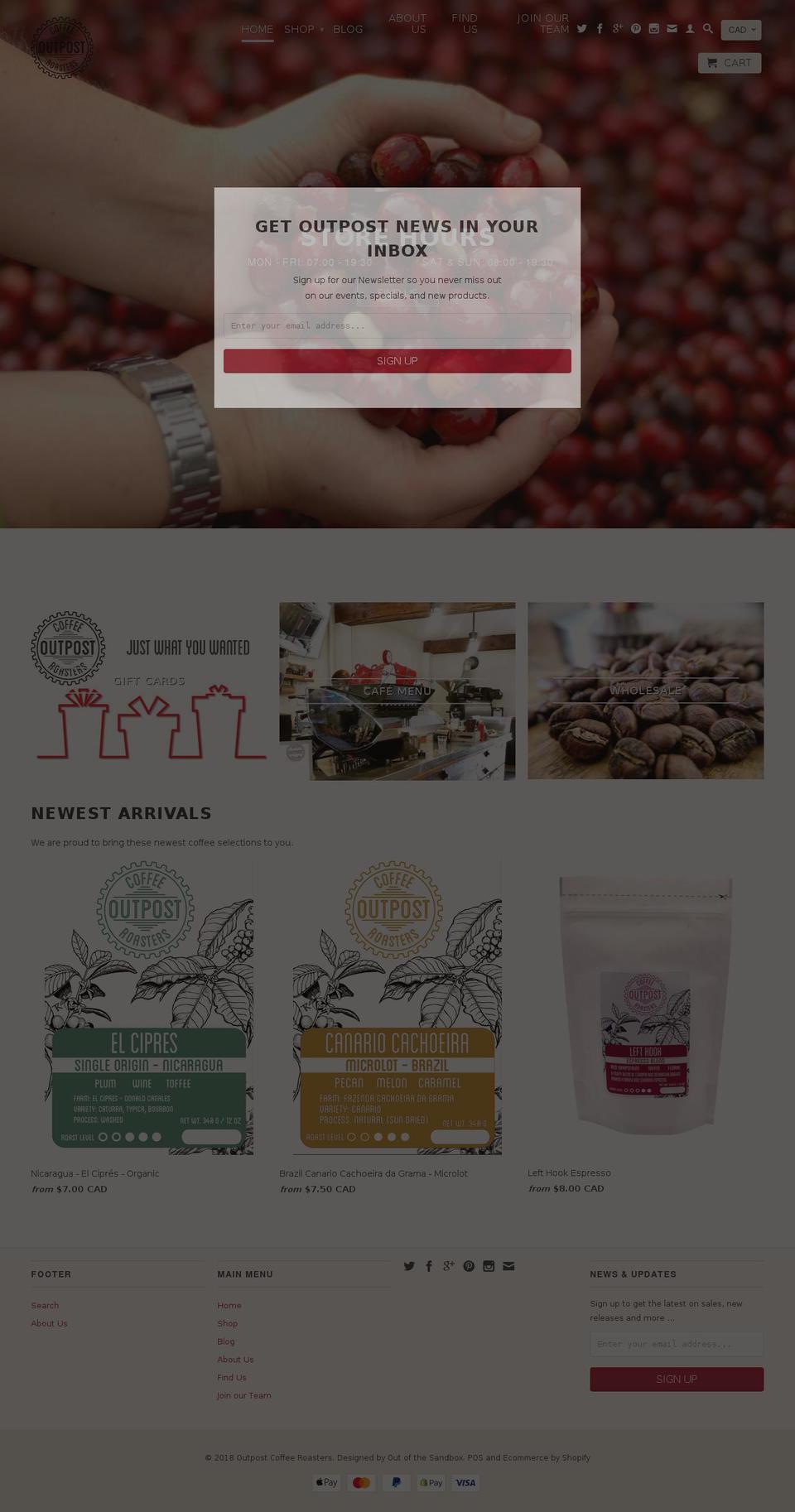 bigsmokecoffee.ca shopify website screenshot