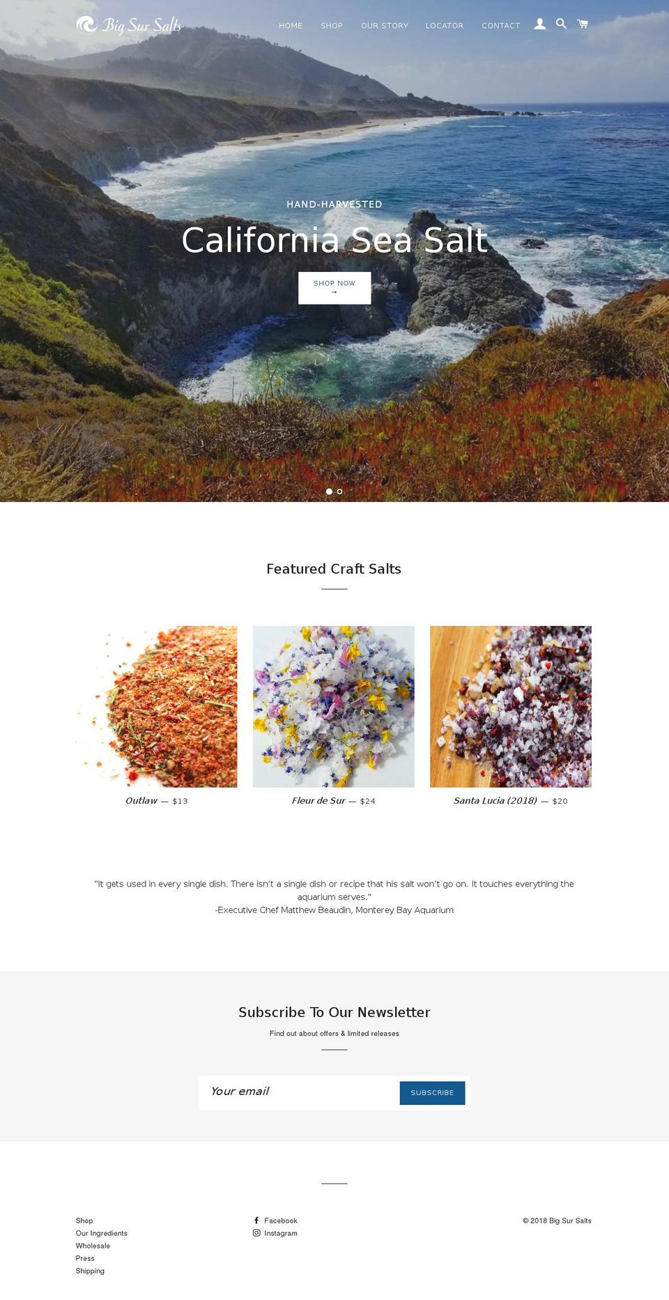 bigsursalts.com shopify website screenshot