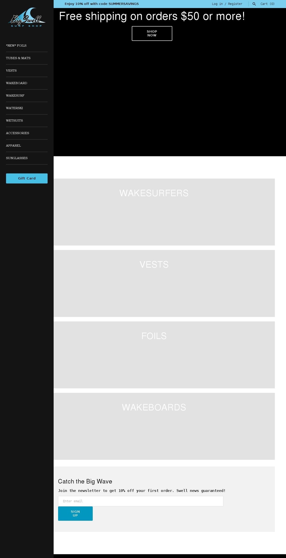 bigswellsurfshop.com shopify website screenshot