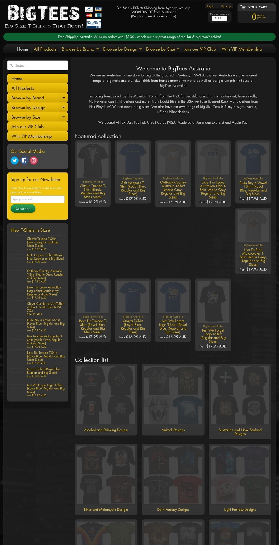 bigtees.com.au shopify website screenshot