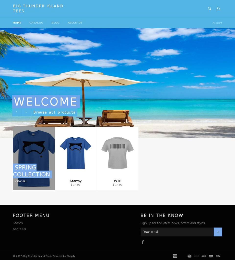 bigthunderislandtees.com shopify website screenshot
