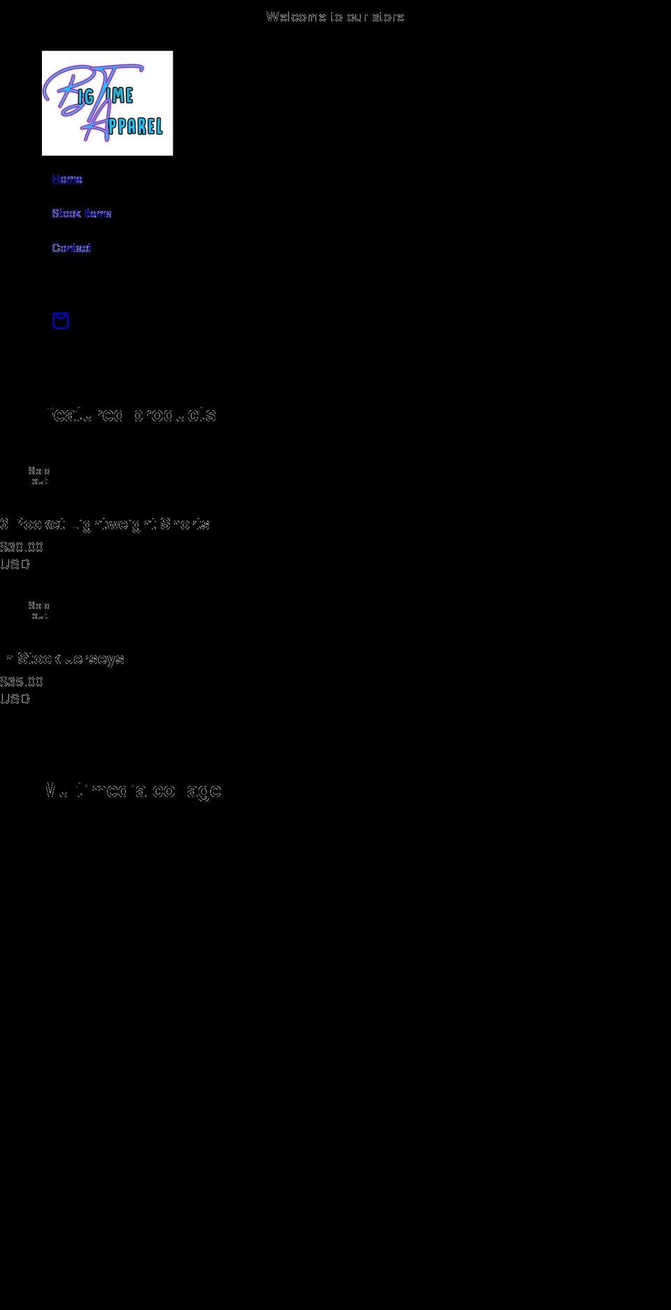 bigtimeapparel.net shopify website screenshot