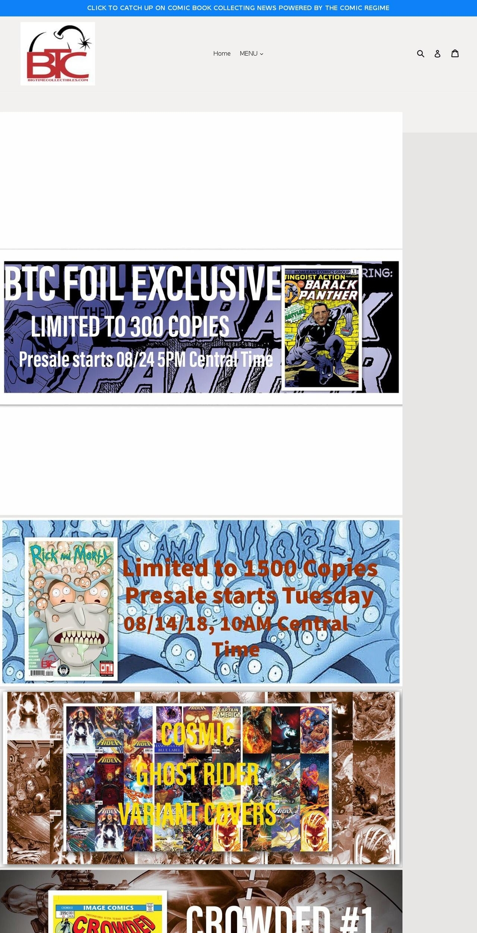 bigtimecollectibles.com shopify website screenshot